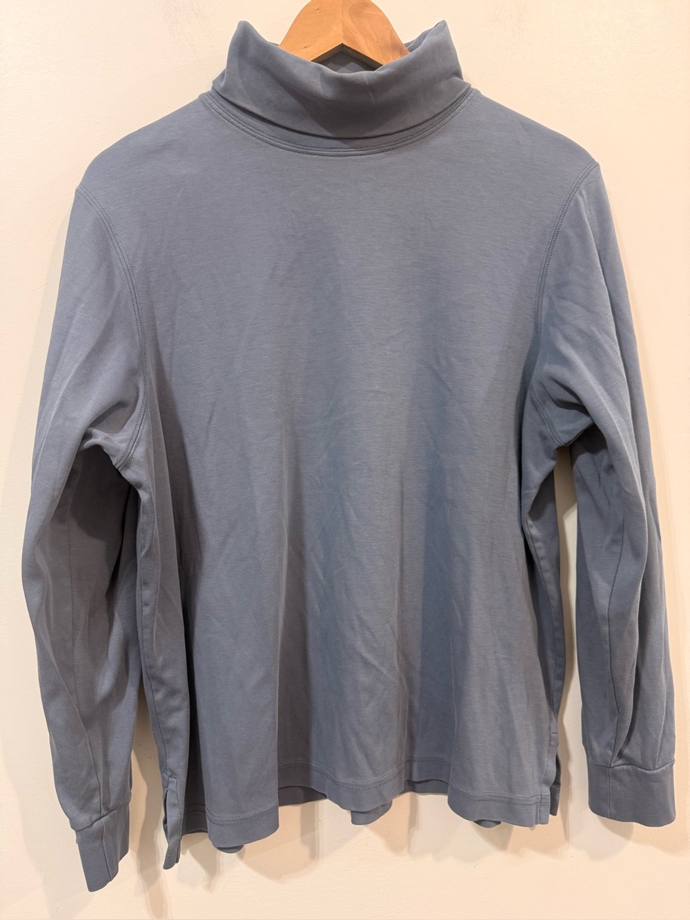 Peruvian Connection Light Slate Blue Pima Cotton Turtleneck Layer Top Size XL